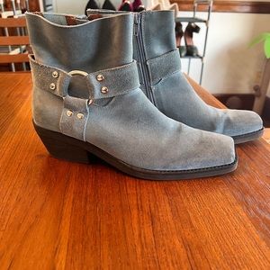 Free People Blue Suede Booties 8.5